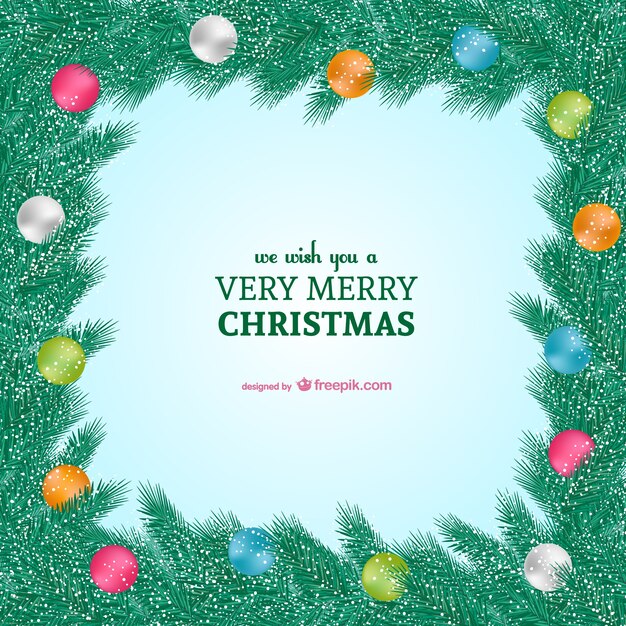 Tarjeta de Navidad con ramas cubiertas de nieve