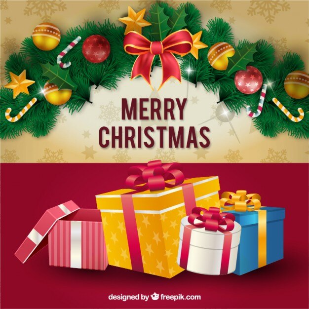 Tarjeta de Navidad con regalos
