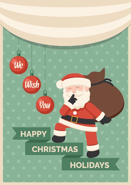 Vector gratuito tarjeta de navidad de santa claus