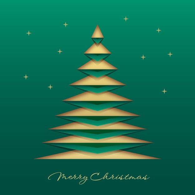 Tarjeta de Navidad verde en estilo papel