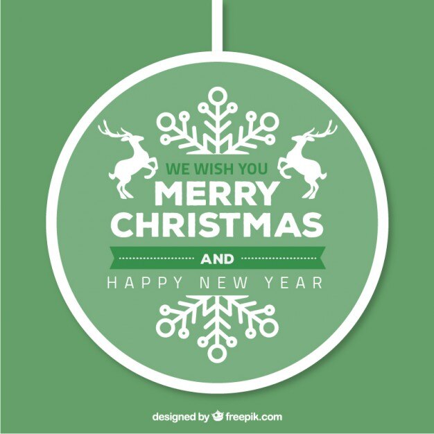 Tarjeta de navidad verde con letras blancas