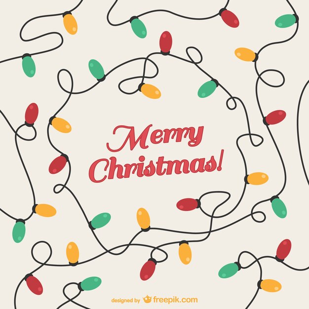 Tarjeta de Navidad vintage con luces de colores