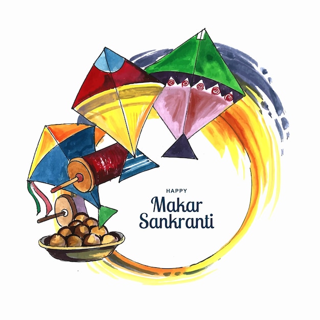 Tarjeta navideña feliz makar sankranti diseño del festival de la india