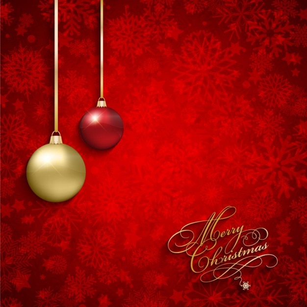 Tarjeta navideña roja con bolas de navidad