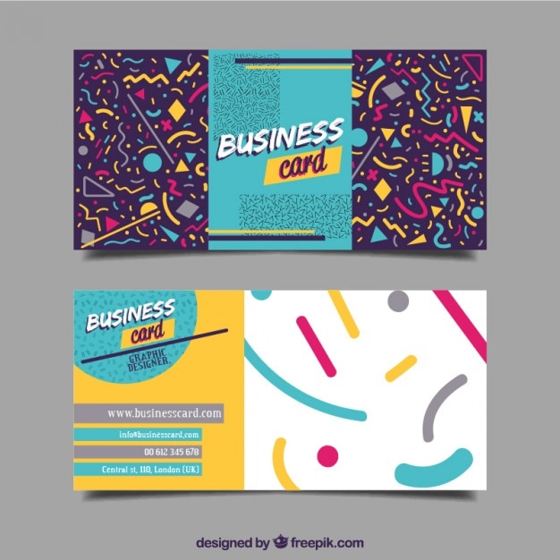Vector gratuito tarjeta de negocios alegre con formas geométricas