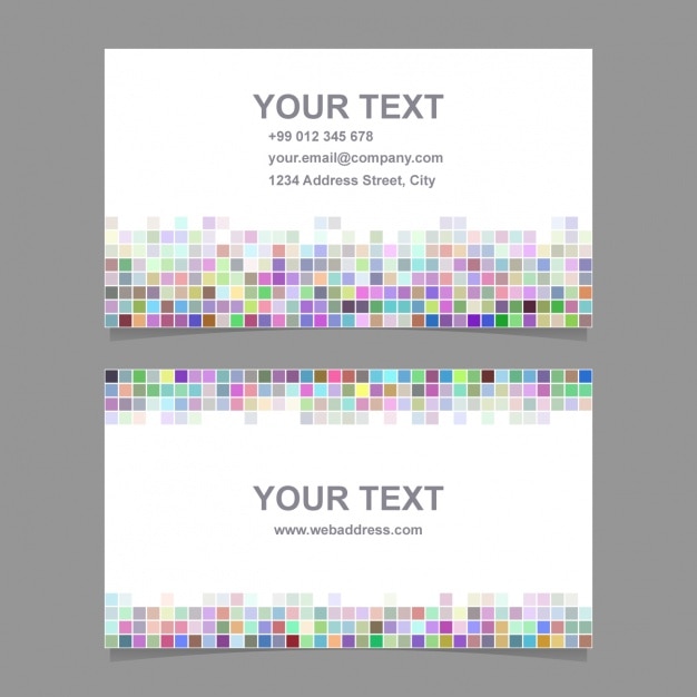 Tarjeta para negocios con formas pixeladas multicolor