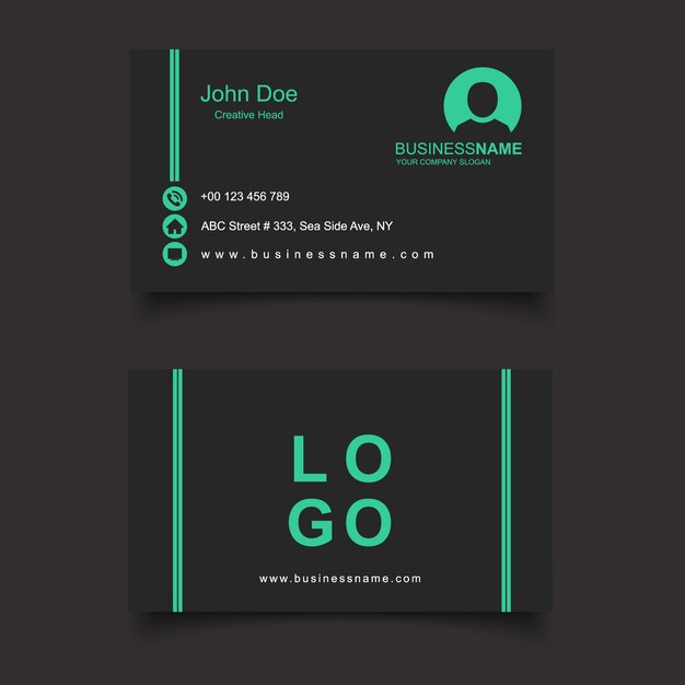 Tarjeta de negocios negra y verde