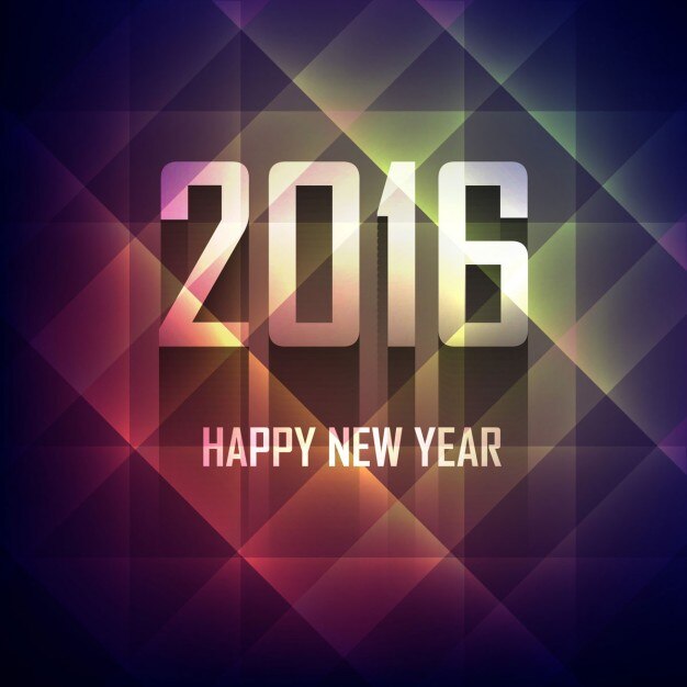 Tarjeta de Nuevo Año 2016 a rayas y colorida