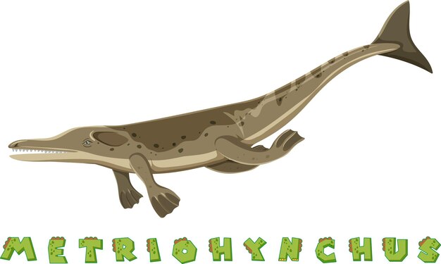 Tarjeta de palabras de dinosaurio para metriohynchus