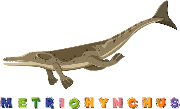 Tarjeta de palabras de dinosaurio para metriohynchus