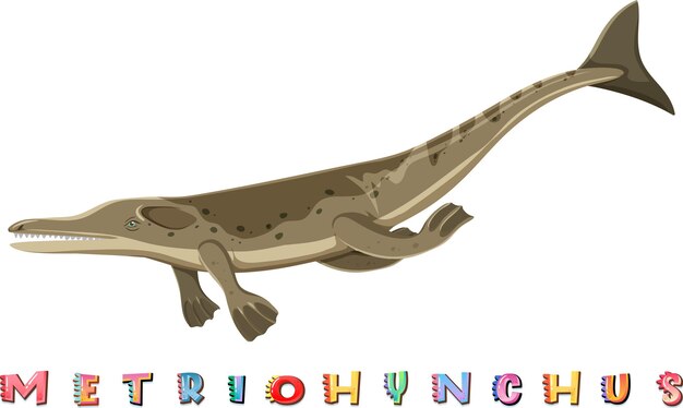 Tarjeta de palabras de dinosaurio para metriohynchus