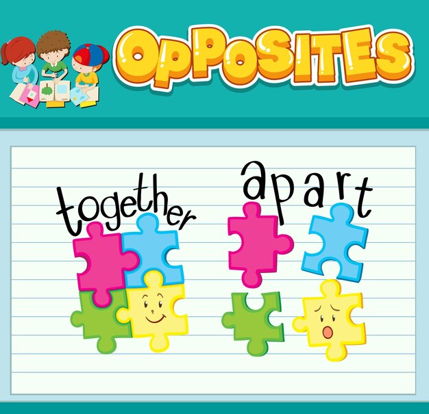 Tarjeta de palabras de educación de la palabra de opuestos en inglés