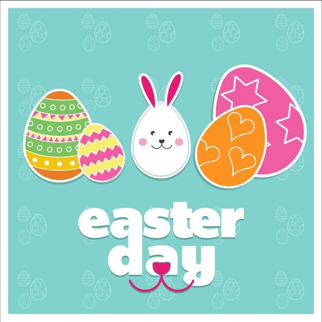 Tarjeta de Pascua con huevos de colores