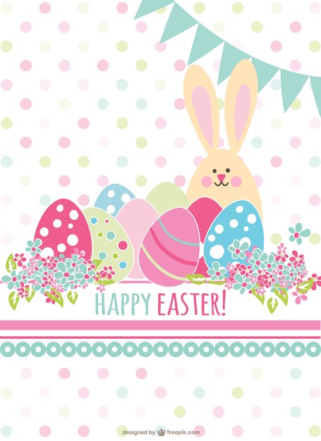 Tarjeta de Pascua retro con conejito