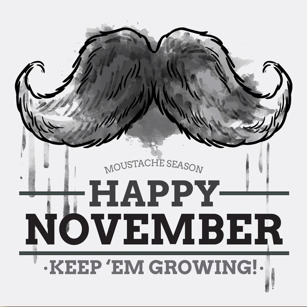 Tarjeta pintada a mano de feliz movember