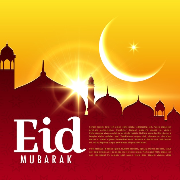 Tarjeta de puesta de sol para eid mubarak