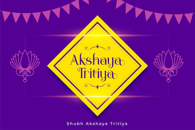Vector gratuito tarjeta púrpura akshaya tritiya con guirnaldas