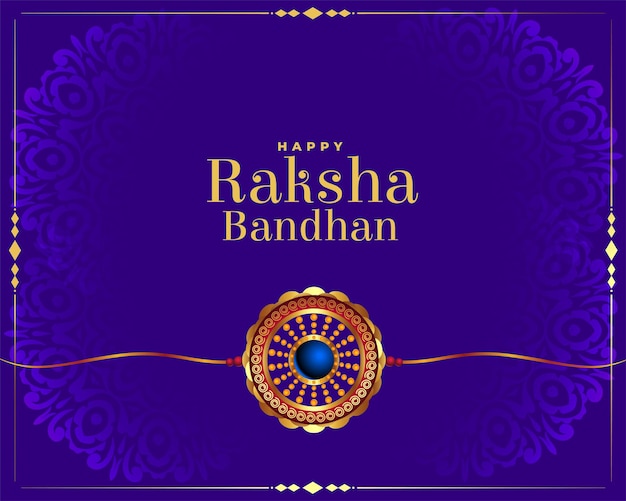 Tarjeta púrpura del festival raksha bandhan con rakhi realista