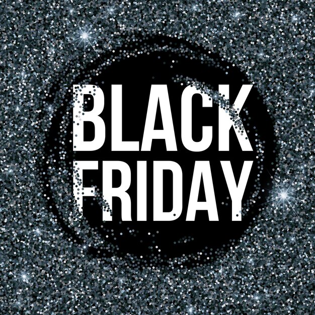 Tarjeta de rebajas de Black Friday con purpurina plateada