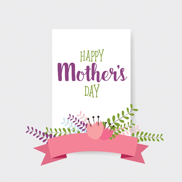 Vector gratuito tarjeta rectangular de feliz día de la madre