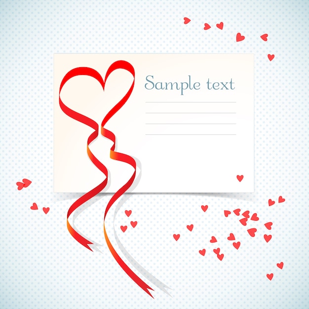 Tarjeta de regalo de amor navideño en blanco con campo de texto y cinta de corazón rojo