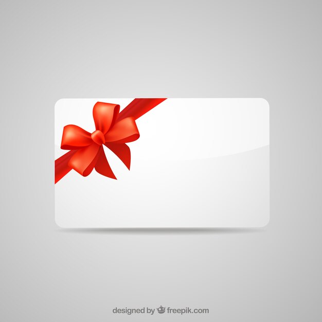 Tarjeta de regalo en blanco con cinta roja