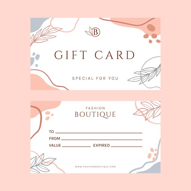 Tarjeta de regalo boutique dibujada a mano