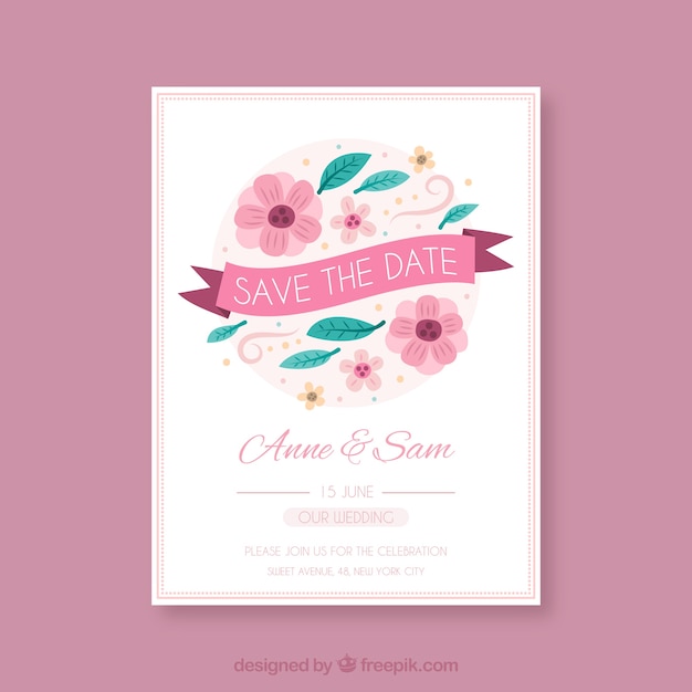Tarjeta de reserva la fecha con hermosas flores