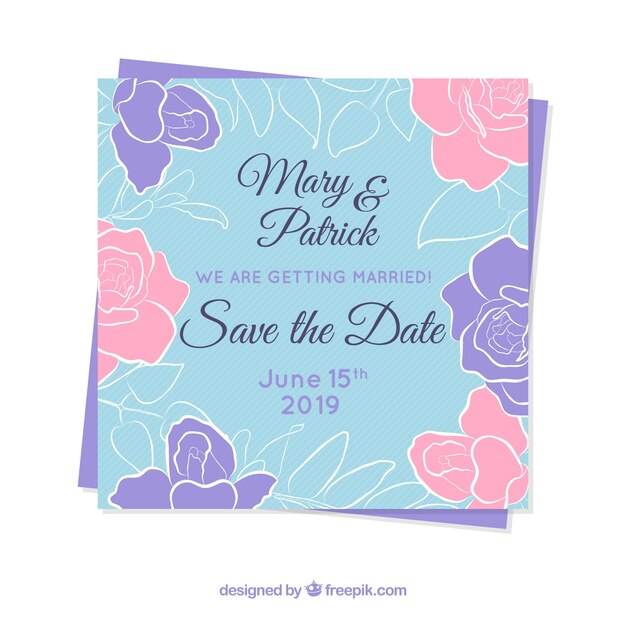 Tarjeta de reserva la fecha con ornamentos florales