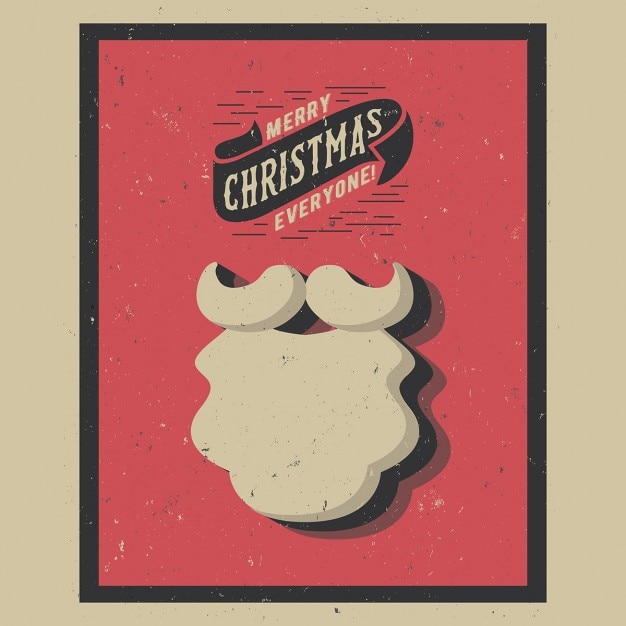 Vector gratuito tarjeta retro de barba de santa claus