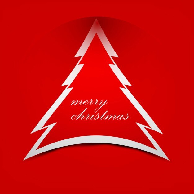 Tarjeta roja con árbol de Navidad