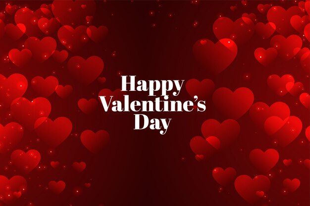 Tarjeta roja del día de San Valentín con muchos corazones