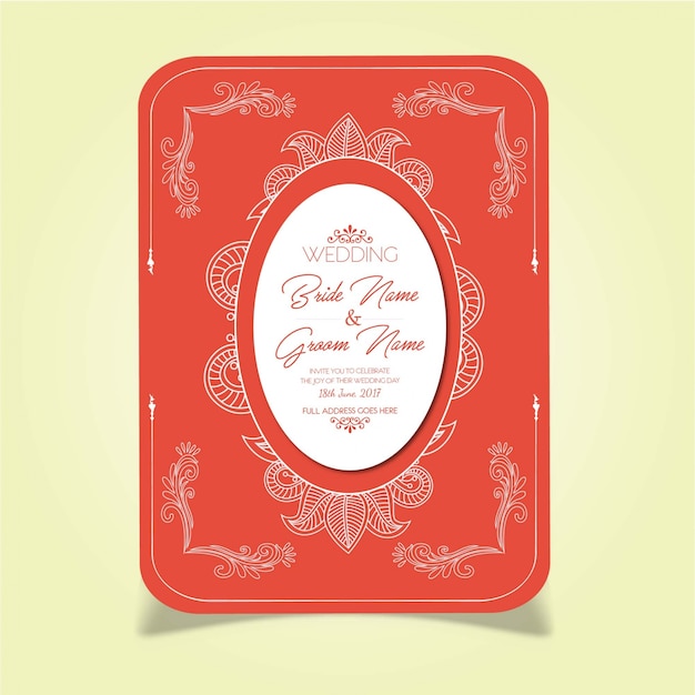 Tarjeta roja de la invitación de la boda del estilo