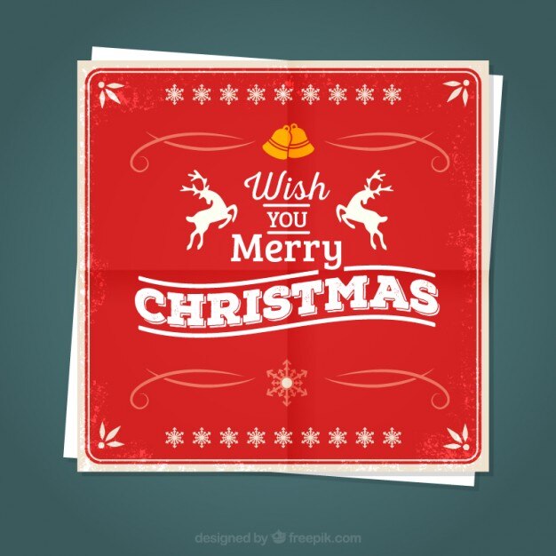 Tarjeta roja de navidad retro