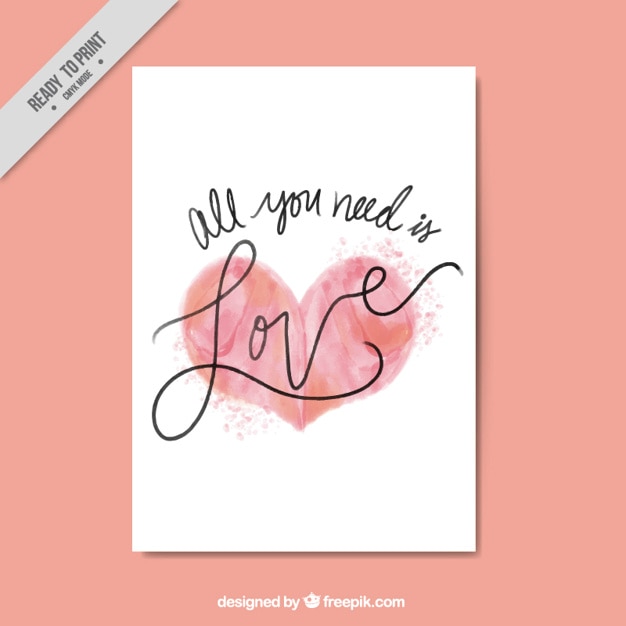 Vector gratuito tarjeta romántica con corazón en tonos rojos