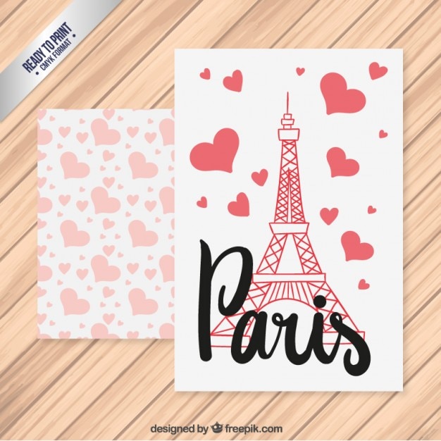 Vector gratuito tarjeta romántica de parís