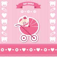 Vector gratuito tarjeta rosa de bienvenida del bebé