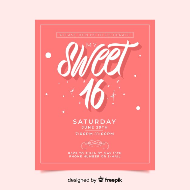 Tarjeta rosa para fiesta de dulces 16