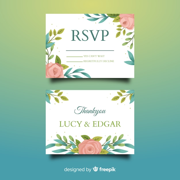 Vector gratuito tarjeta rsvp boda