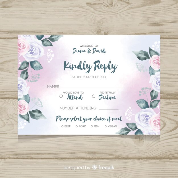 Tarjeta rsvp boda