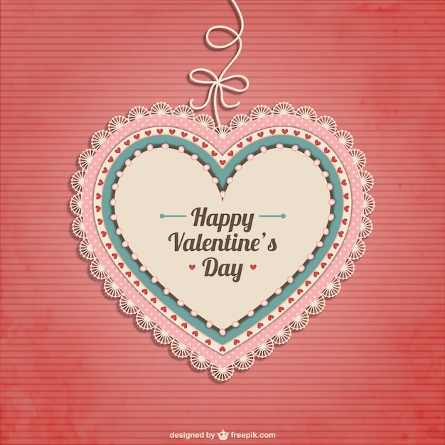 Tarjeta de San Valentín con corazón de encaje