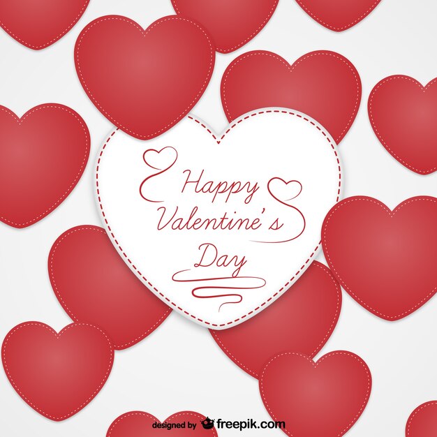 Tarjeta de San Valentín con corazones textiles