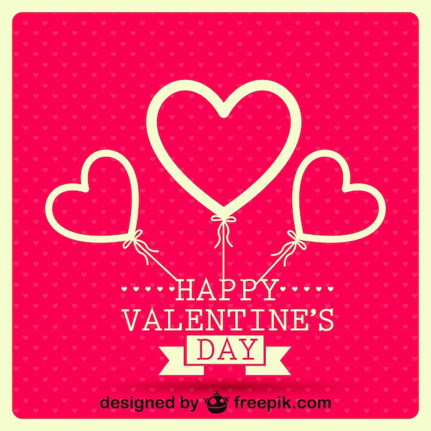 Vector gratuito tarjeta para san valentín con globos de corazones
