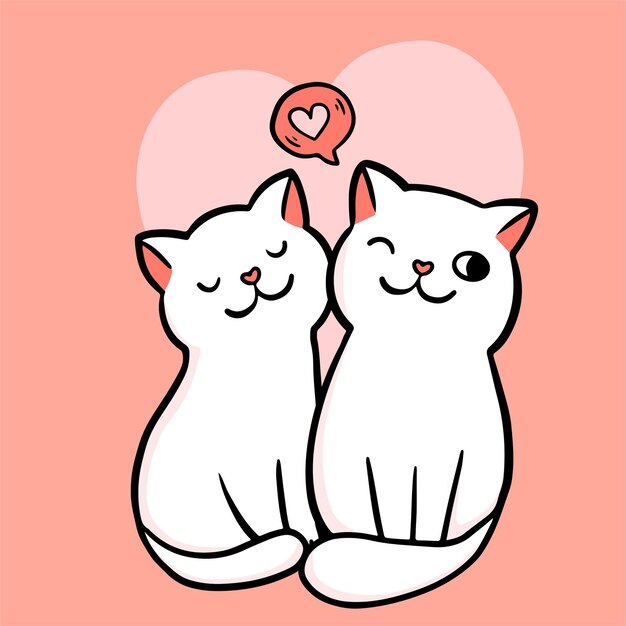 tarjeta de san valentin pareja de dos gatos enamorados