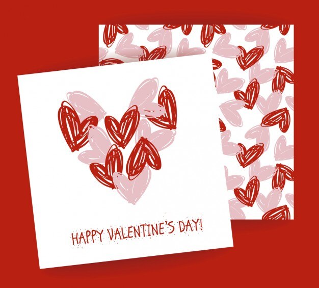 Tarjeta de San Valentín con patrón de corazones