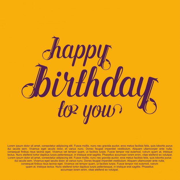 Tarjeta tipográfica feliz cumpleaños con fondo amarillo