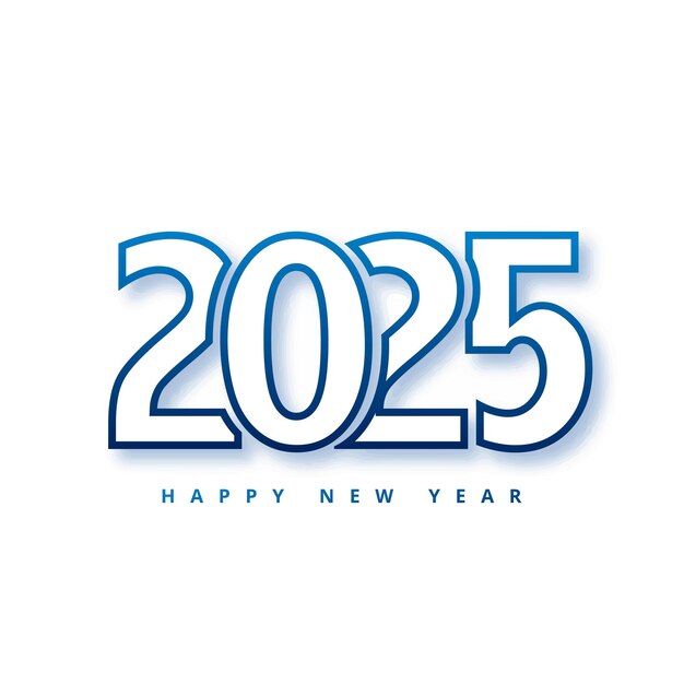 Tarjeta de vacaciones de año nuevo 2025 en diseño de texto de estilo moderno