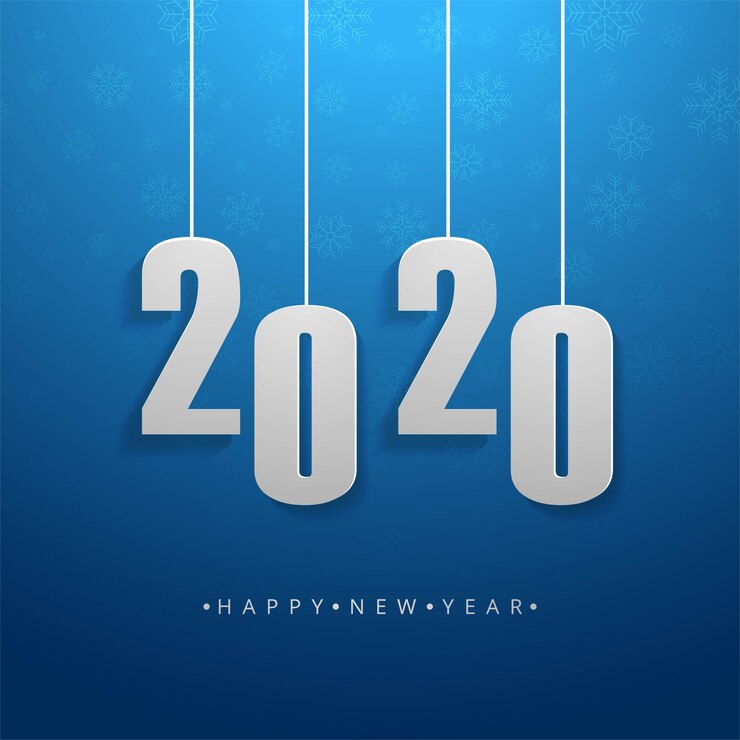 Vector gratuito tarjeta de vector de vacaciones de feliz año nuevo de texto 2020