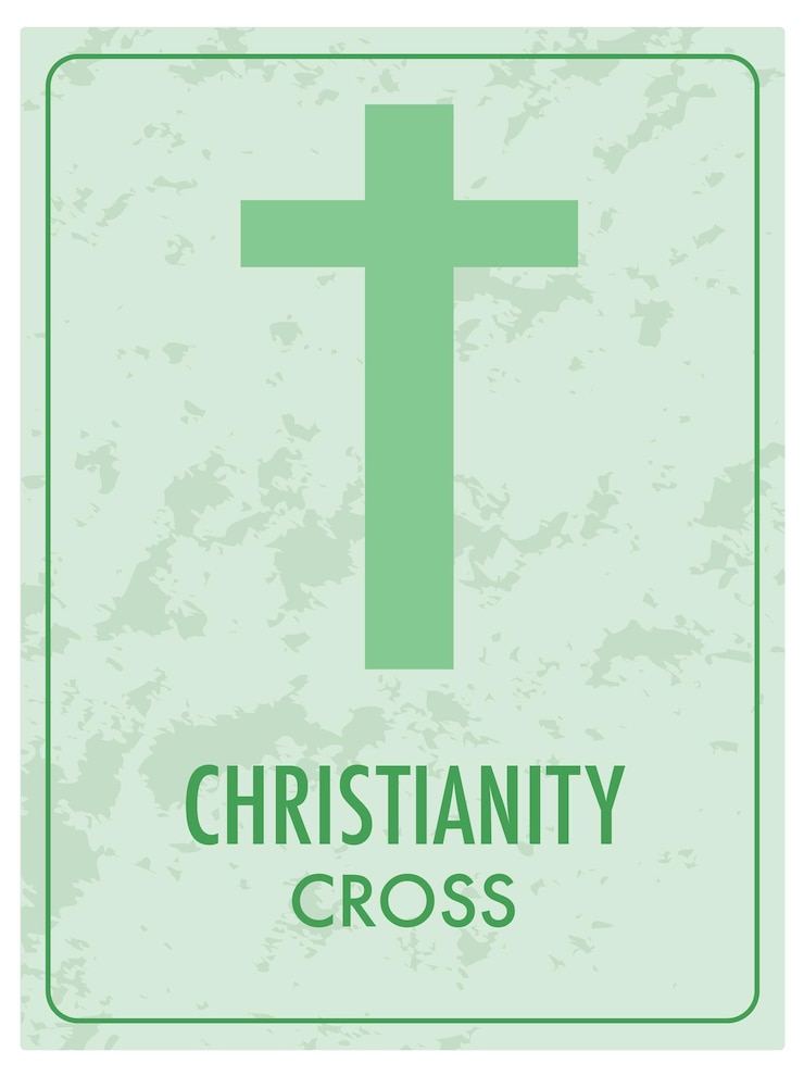 Vector gratuito tarjeta verde cristiana con símbolo de cruz