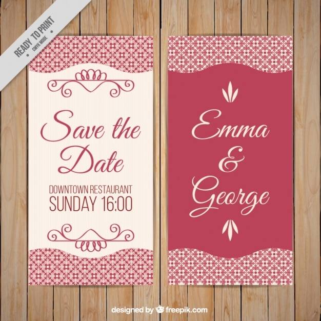 Vector gratuito tarjeta vintage de boda ornamental